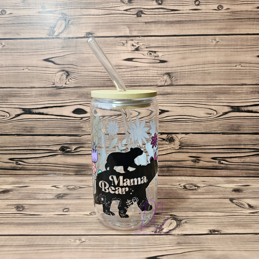 Mama Bear Glass Cup